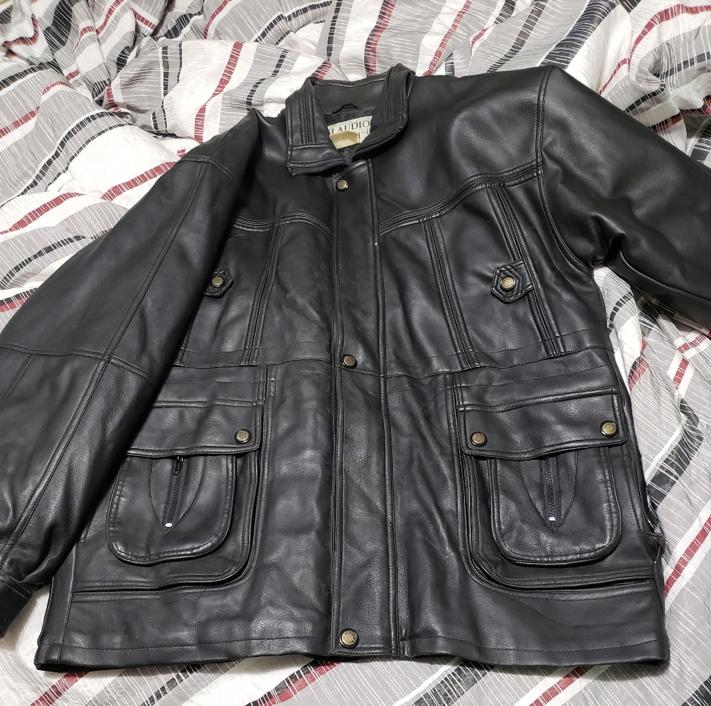 front pocket genuine leather jacket
